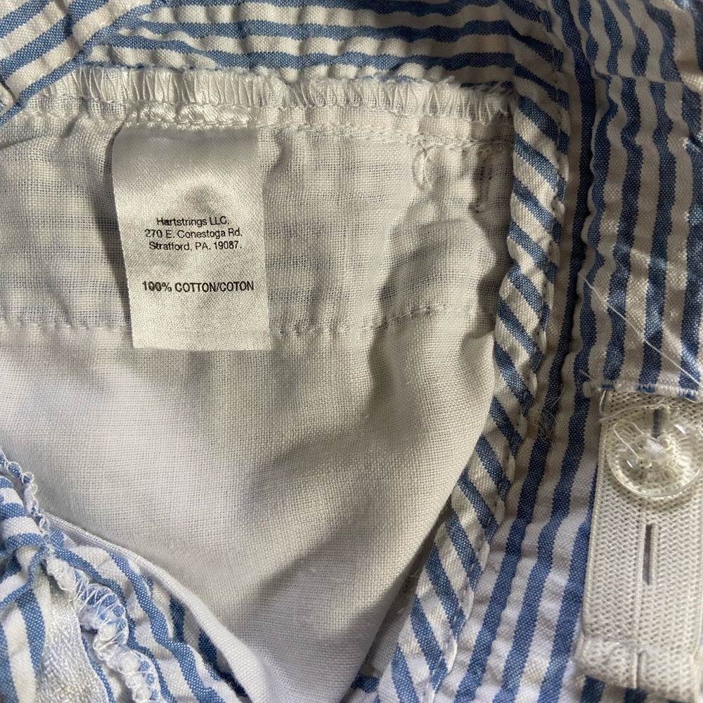 Hartstrings Cotton Seersucker Pants Adjustable Tab Waist Kids 4 Blue White NWOT - Picture 5 of 6